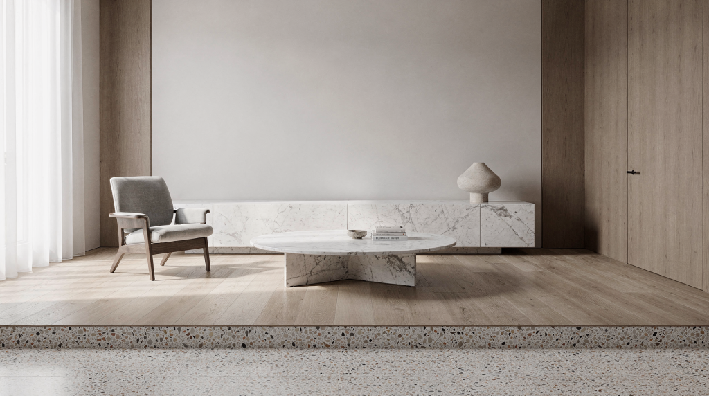 Material Stories in Residential Design: Marble, Wood and Terrazzo