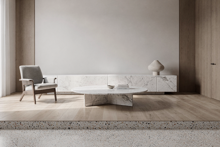 Material Stories in Residential Design: Marble, Wood and Terrazzo